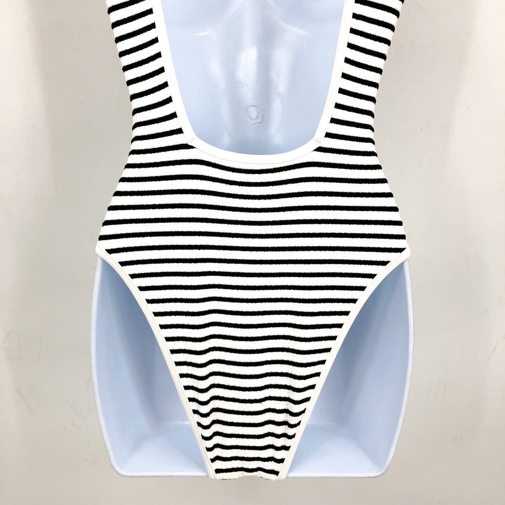 L*SPACE Coco Classic One-Piece Swimsuit Small Black White Sail Along Stripe NWT - Picture 11 of 15